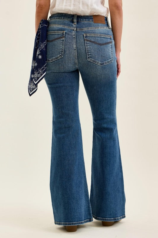 Mr Jaqueline Flare W/ Triple Needle Back Pkts + Bandana Loop